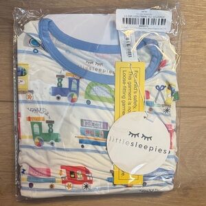 Little Sleepies Blue Trim Science Print Kids Pajama Set